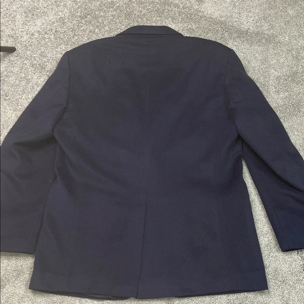 Navy Camel Hair Jacket Sports Coat Blazer Size 44L Vintage Designer Bill Blass